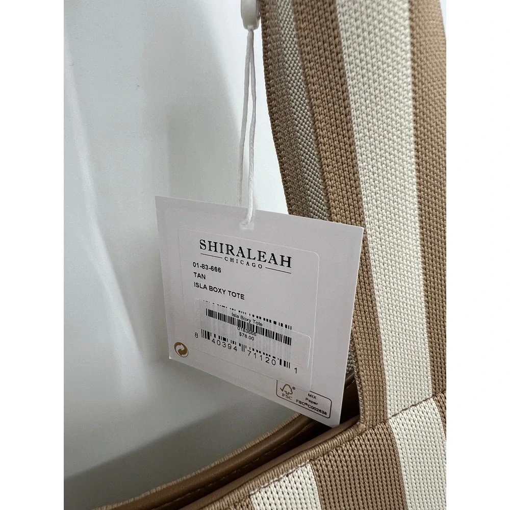 Shiraleah Chicago Isla Boxy‎ Tote Bag Tan Cream Striped Canvas NWT Beach Summer